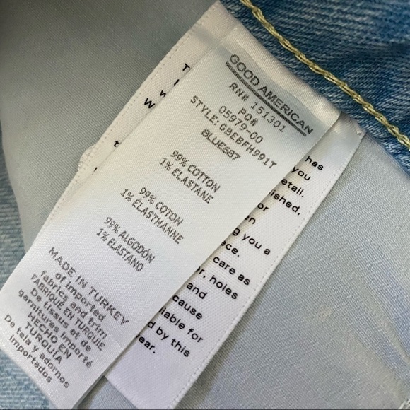 Good American Bombshell Long Fray Shorts Blue 687 - Picture 4 of 6